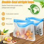 10 Pack Reusable Silicone Food Storage Bags (Blue (Large_10p))