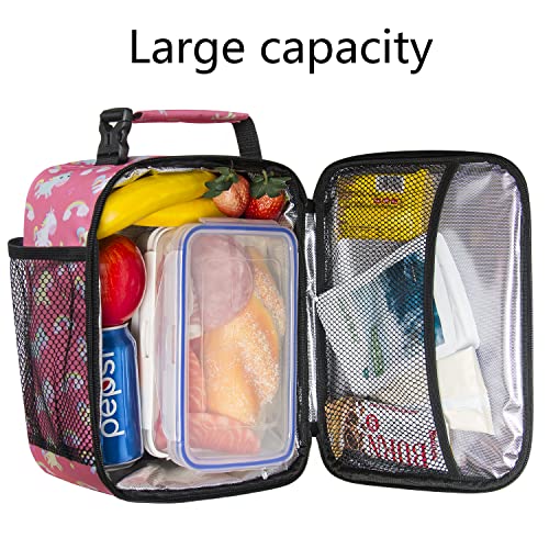 Lunch Box Insulated Lunch Bags (Pink/Unicorn)