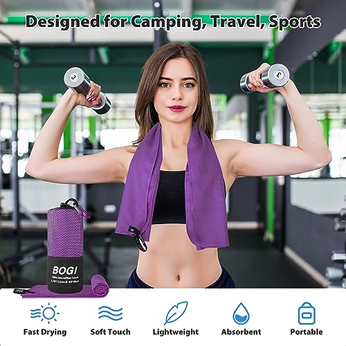 Microfiber Travel Sports Towel (Purple / S:16''x32''(2 Pcs))