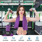 Microfiber Travel Sports Towel (Purple / S:16''x32''(2 Pcs))