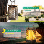 Solar Lanterns Outdoor (Flickering Flame / 2 Pack Bronze)