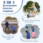 Scooter Suitcase for Kids Detachable & Foldable Carry On Suitcase (Blue)