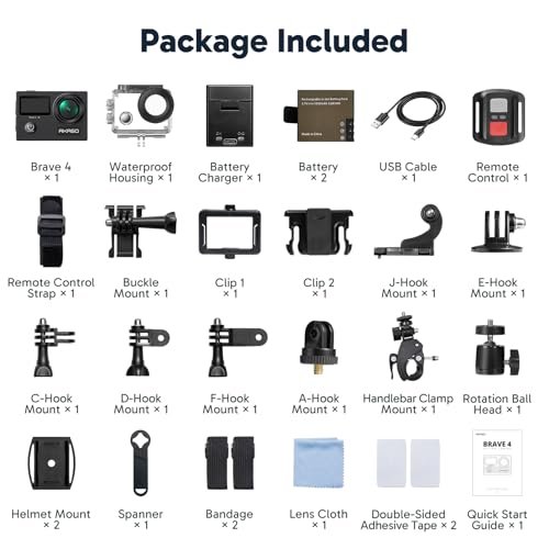 Brave 4 Action Camera 4K30fps with 64GB Micro SD Card Bundle