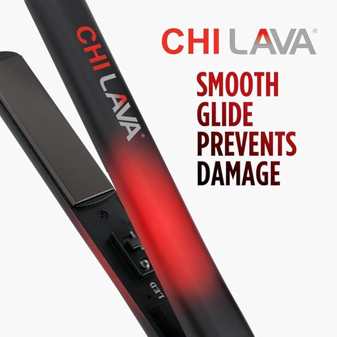 CHI Lava Ceramic 1″ Flat Iron Hair Straightener, Volcanic Lava Ceramic Plates for Smooth, Even Styling, 11 ft Swivel Cord, Heat-Stable Hair Flat Iron for All Types