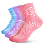 Ankle Compression Socks Women Men Plantar Fasciitis Relief 3 Pairs (Small / Pink+purple+blue(3 Pairs))