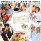 Initial Makeup Bag Personalized Gift for Women Teen Girls (MediumBeige / B)