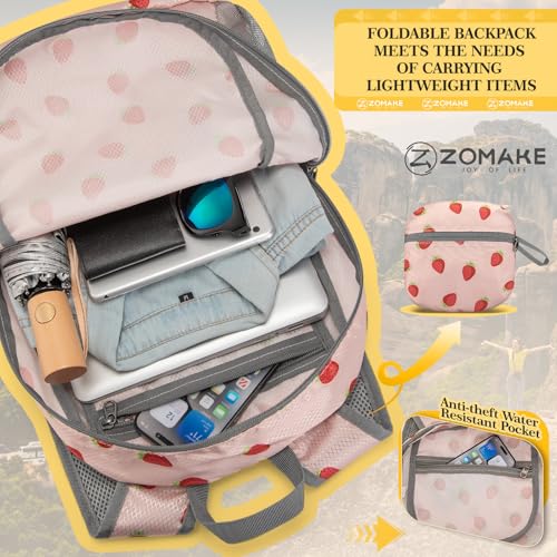 Lightweight Packable Backpack (20L / D-strawberry Print)