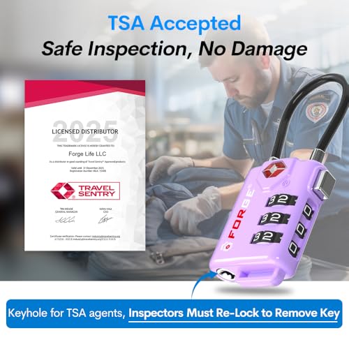 TSA Approved Luggage Locks (Purple 2 Pack)