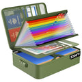 Fireproof File Organizer Bag with 13 Pockets Accordion File Folder (Green / 15.1" x 11.2" x 4.3",Colorful)
