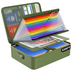 Fireproof File Organizer Bag with 13 Pockets Accordion File Folder (Green / 15.1" x 11.2" x 4.3",Colorful)