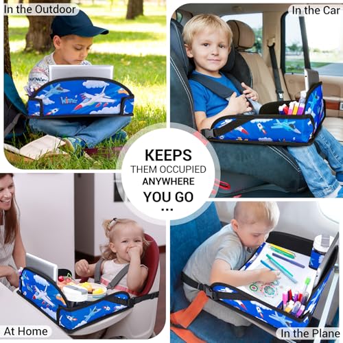 Kids Travel Tray for Car Seat (Blue Plane)
