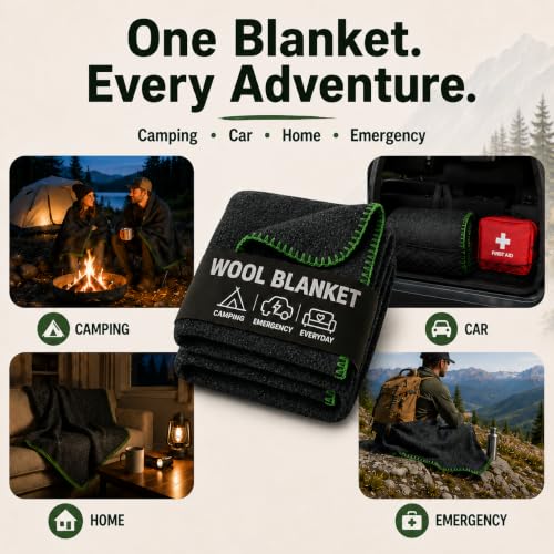 JMR Wool Camping Blanket 10 (Grey / 66x90 - 10 Pack)