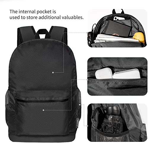 20L Lightweight Foldable Backpack (Black)