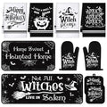 10 Pcs Halloween Kitchen Decor Accessories Set Witch Style (Black / Halloween Witch)