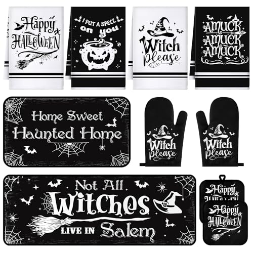 10 Pcs Halloween Kitchen Decor Accessories Set Witch Style (Black / Halloween Witch)