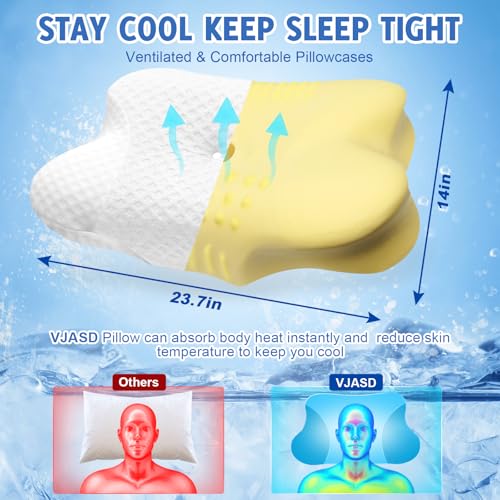Cervical Neck Pillows with Memory Foam (1 Pack White / Standard)