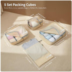 Packing Cubes for Travel 5 Set Vanilla Cream (Vanilla Cream / 5PCS)