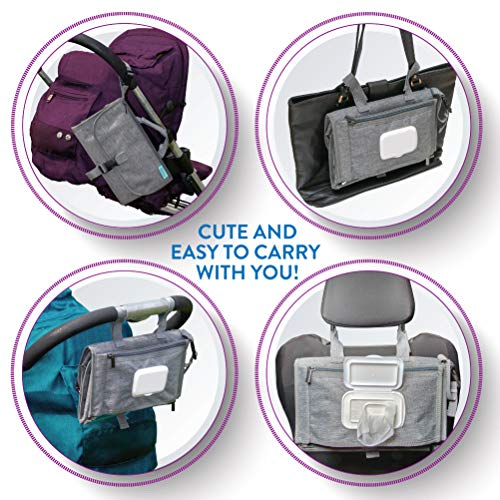 Portable Diaper Changing Pad with Wipes Pocket (Grey / Classic)