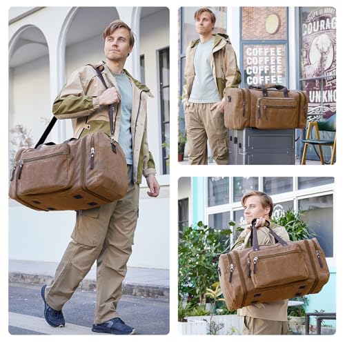Large Canvas Duffle Bag for Travel (Coffee / 55L)