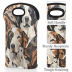 Dogs Animal 2 Bottle Wine Carrier Tote Bag Insulated Wine Bottles Neoprene Bag with Secure Carry Handle Portable Wine Cooler Bag for Travel Picnic Beach (Dogs Animal)