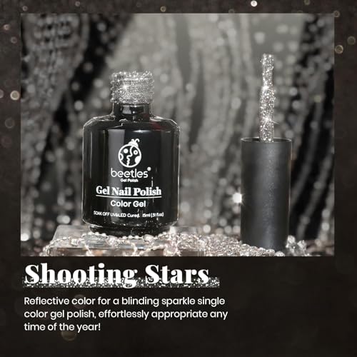 Beetles Black Gel Nail Polish (A - Black Glitter | Shooting Stars)