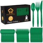360 Pieces Dark Green Plastic Cutlery Set (Dark Green)