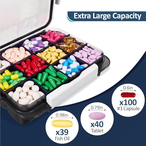 Moisture Proof Travel Pill Organizer (Black / Extra Large)