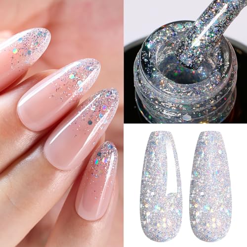 Beetles Glitter Gel Nail Polish (F - Shimmery Silver | Diamond Shine)