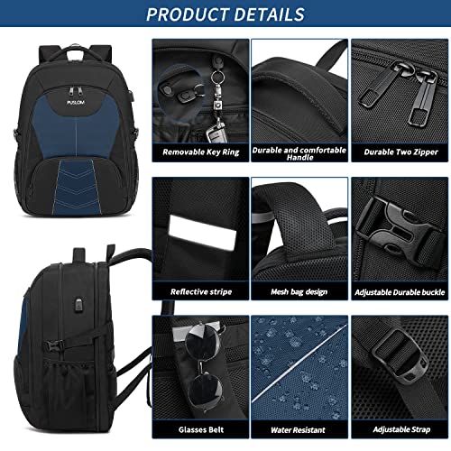 Extra Large Travel Laptop Backpack for Men 55L (18.4 inch / Blue)