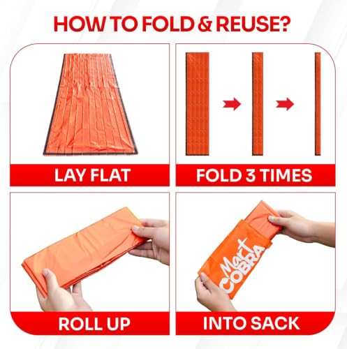 Emergency Sleeping Bag Mylar Thermal Bivy Survival Gear & Supplies Foil ([3 Pack])