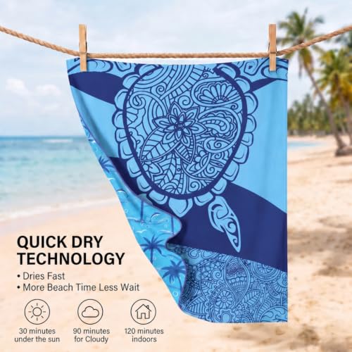 4 Pack Microfiber Beach Towel Oversized 71x32 Blue Multipack Bulk (4 Pack Turtle Shell Tie Dye Stripes / X-Large (32x71 inches))