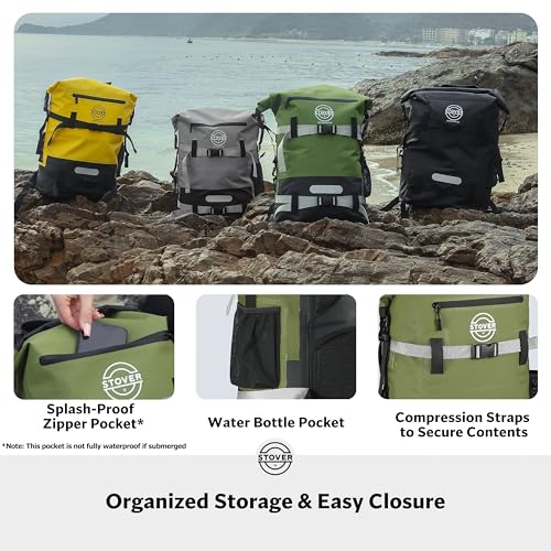 30/40/55L Waterproof Dry Backpack & Phone Case - Large Floating Dry Bag for Kayaking, Travel, Hiking, Fishing, Camping, Motorcycles & Beach, Heavy-Duty Roll Top Men/Women (Green) (Green / 30L)