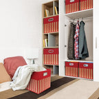 13 Inch Foldable Cube Storage Bins with Handles (3 Pack - 13" x 13" x 13" / Red)