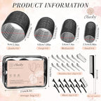 4 Sizes Self Grip Hair Rollers Set (Black)