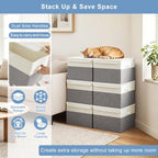 Large 22 Quart Linen Fabric Foldable Storage Bin Cube Organizer Basket with Flip (Gray & White / Medium - 4 Pack)