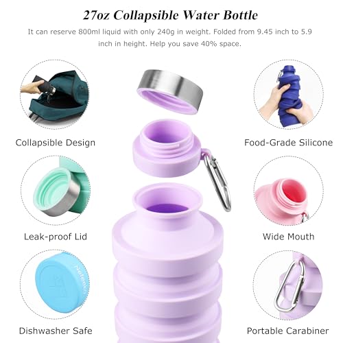 Collapsible Water Bottle (Black-27oz)
