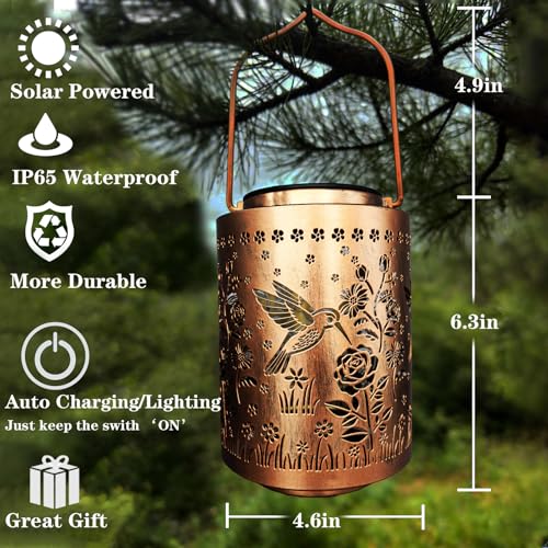Solar Lanterns Outdoor Waterproof (hummingbird and rose)