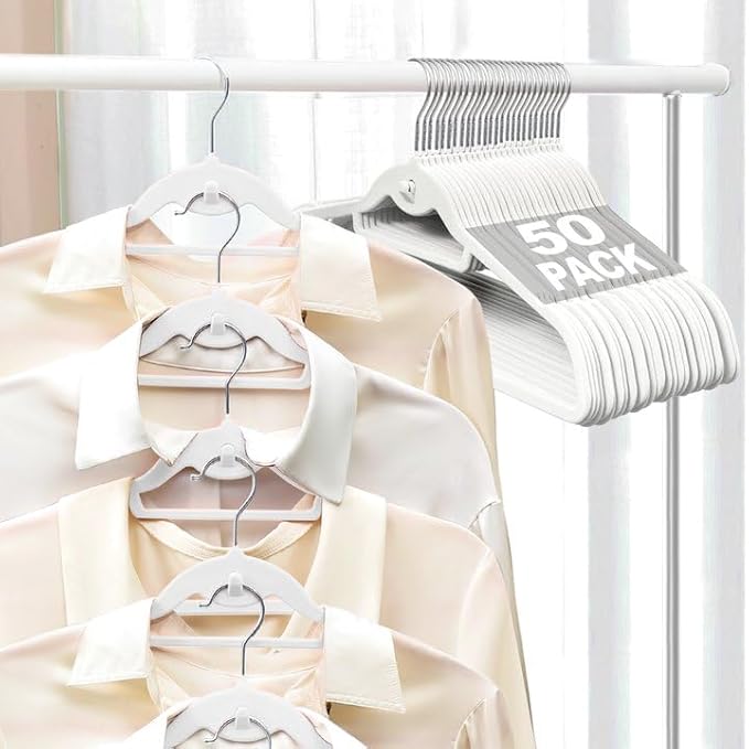 Velvet Felt Stackable Hangers 50 Pack, Non Slip, by UEAKPIC