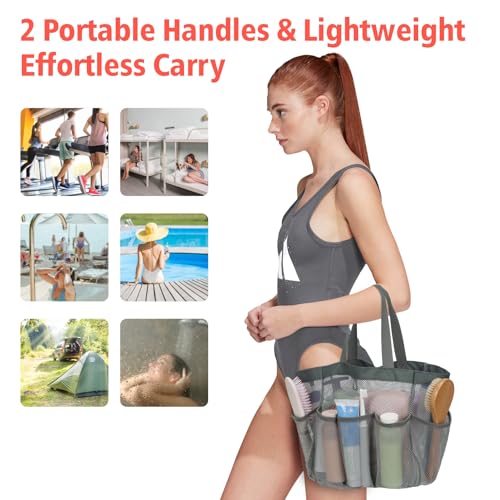 Mesh Shower Caddy Portable (Grey / L (Classic Dorm Caddy))