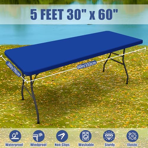 2 Pack Rectangle Spandex Fitted Table Cloth (Blue / 60" x 30" (Rectangular))