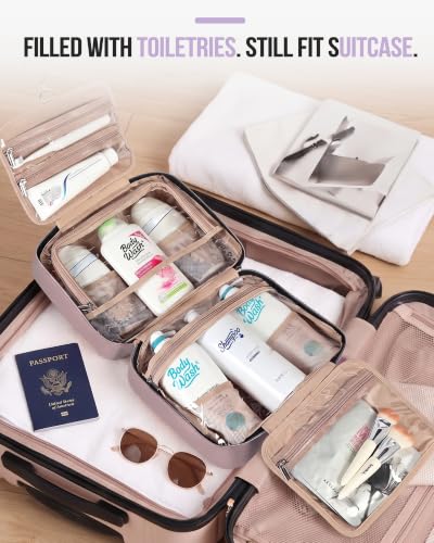 Travel Toiletry Bag for women (Extra-Large / Peach Pink)