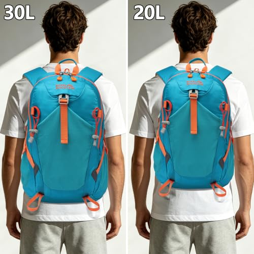 Hiking Backpack 30L Foldable Travel Daypack For Women Men (Lake Blue / 30L)