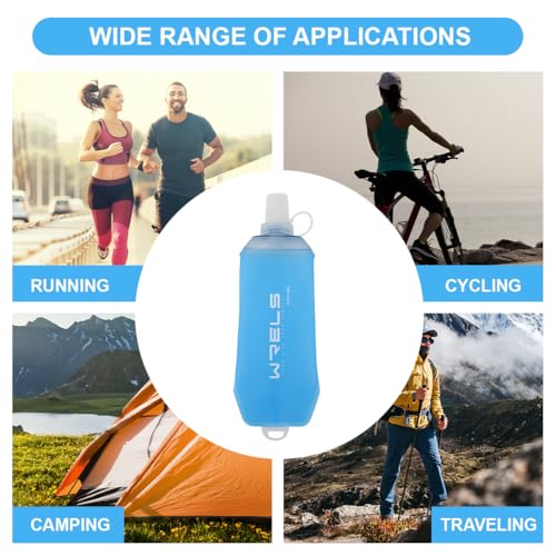 200ml/350ml/500ml Collapsible Soft Flask,BPA Free Folding Soft Water Bottle with Hanging Ring,Lightweight TPU Hydration Flask for Running Marathon Cycling Hiking(200ml-2 Packs) (Blue-200ml*2)