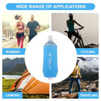 200ml/350ml/500ml Collapsible Soft Flask,BPA Free Folding Soft Water Bottle with Hanging Ring,Lightweight TPU Hydration Flask for Running Marathon Cycling Hiking(500ml-2 Packs) (Blue-500ml*2)
