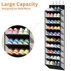 10 Tier Over Door Mesh Shoe Organizer with Large Deep Pockets (Piano White-1 Pack of 10)