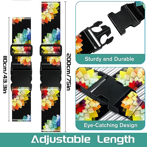 Luggage Straps for Suitcases Travel Belt Accessories Luggage Connector Identifiers Over Handle with Buckle Unique Nylon Adjustable Strap for Sleeping Bag Car Seat Colorful Flower (Colorful Flower)