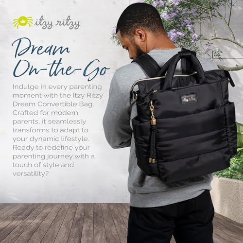 Dream Convertible Diaper Bag Tote Backpack (Midnight Black)
