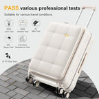 24 Inch Checked Luggage Hardside Suitcase Top Opening Suitcases (24 Inch / Cream)