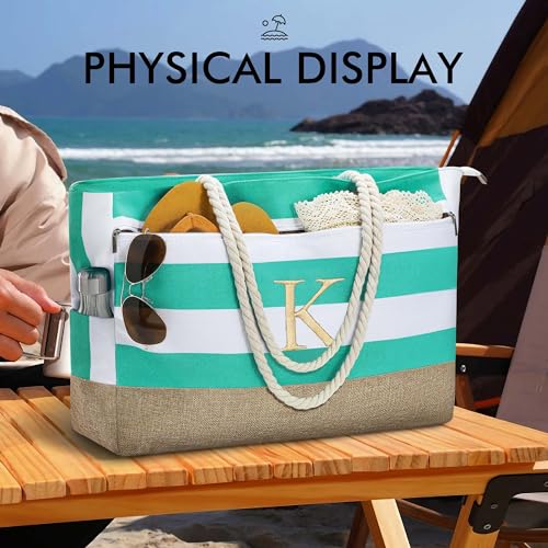 Birthday Gifts for Women Initial Beach Bags for Women (Light Blue)