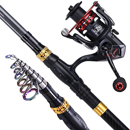 Fishing Rod Combos with Telescopic Fishing Pole Spinning Reels Fishing Carrier Bag for Travel Saltwater Freshwater Fishing (7.87 ft / B-full Kits With Carrier Case-style 2)